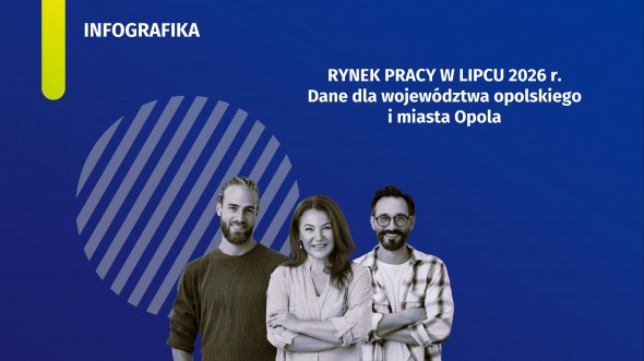 Infografika - Rynek pracy w lipcu 2026 r. - dane dla województwa opolskiego i miasta Opola