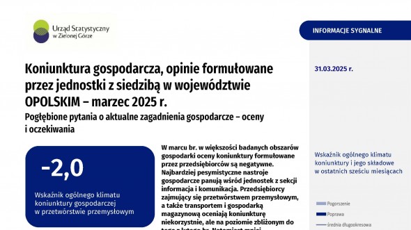 Koniunktura gospodarcza w województwie opolskim – marzec 2025 r.